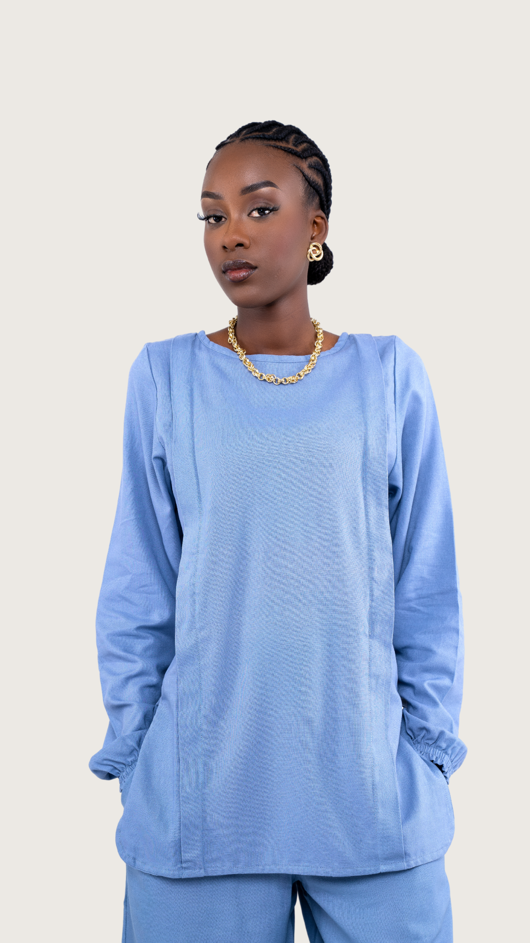 JOLIE x CHÉRIE - Ensemble blouse & pantalon relax adapté à la grossesse et à l'allaitement