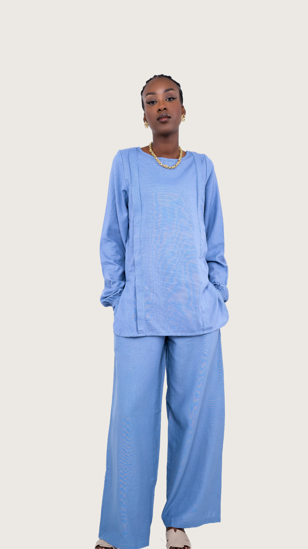 JOLIE x CHÉRIE - Ensemble blouse & pantalon relax adapté à la grossesse et à l'allaitement